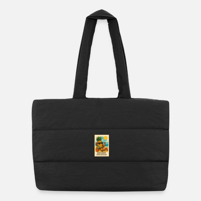 Pineapple with sunglasses on the beach Puffer Shopping Bag