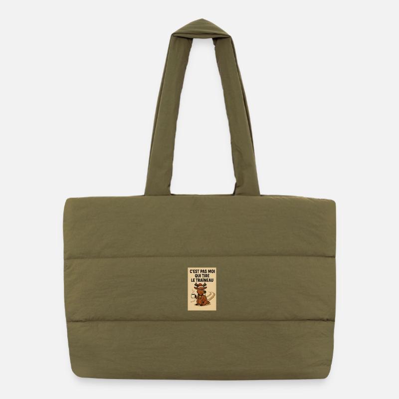Blasé fox at the Christmas café Puffer Shopping Bag