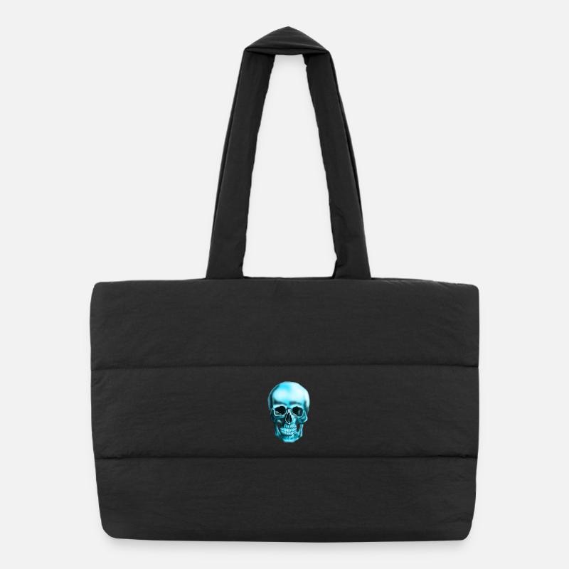 Blue skull neon print Puffer Shopping Bag