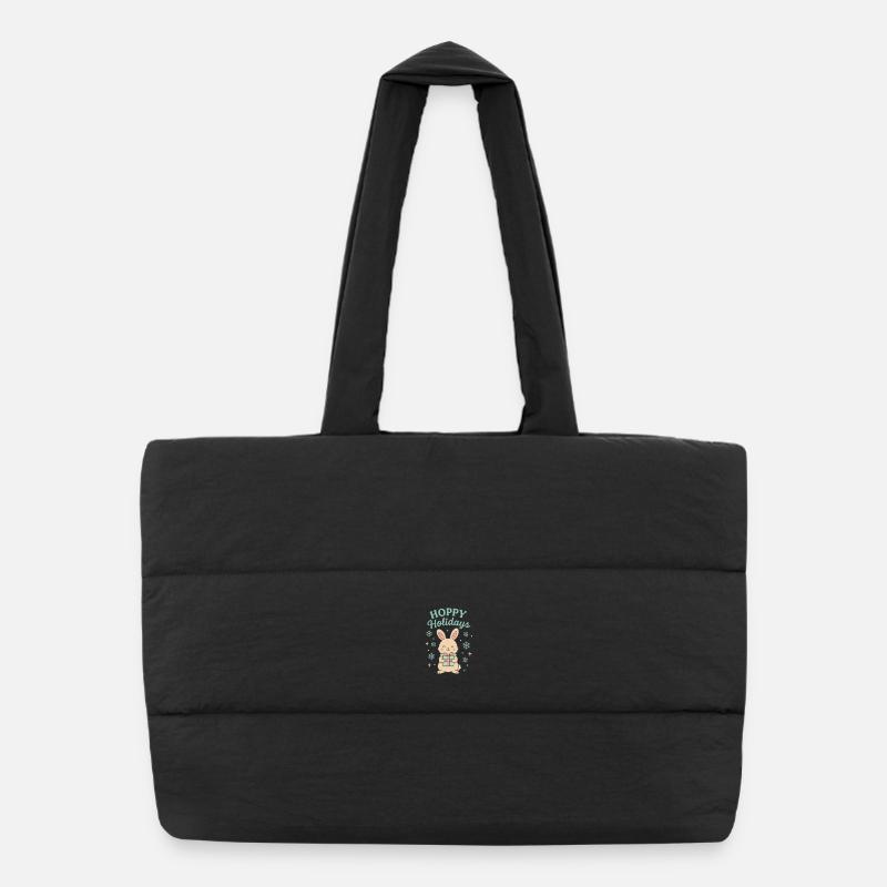 Lapin houblonné des vacances avec cadeau - Lapin de Noël - Sac shopping matelassé - noir