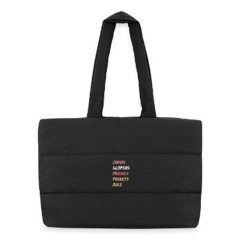 Bulleted climbing holds retro colors lettering - Puffer Shopping Bag - black - Front