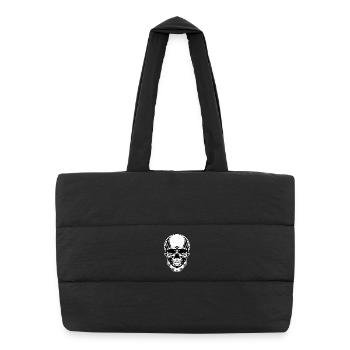 Skull Black and White Tattoo Style - Puffer-Einkaufstasche - Schwarz - Vorne