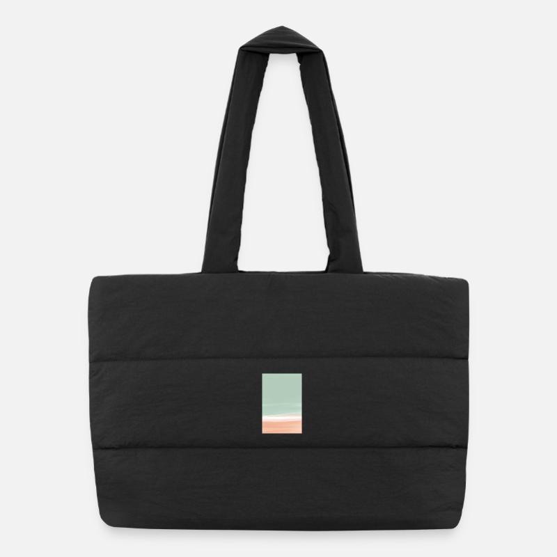 Green orange block - customizable Puffer Shopping Bag