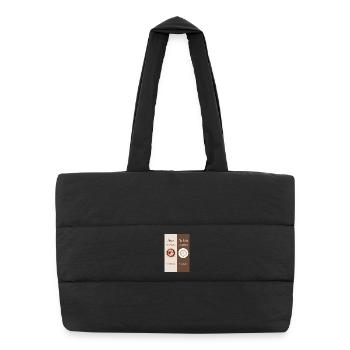 Affiche Moka vs café blanc plat - Sac shopping matelassé - noir - Devant