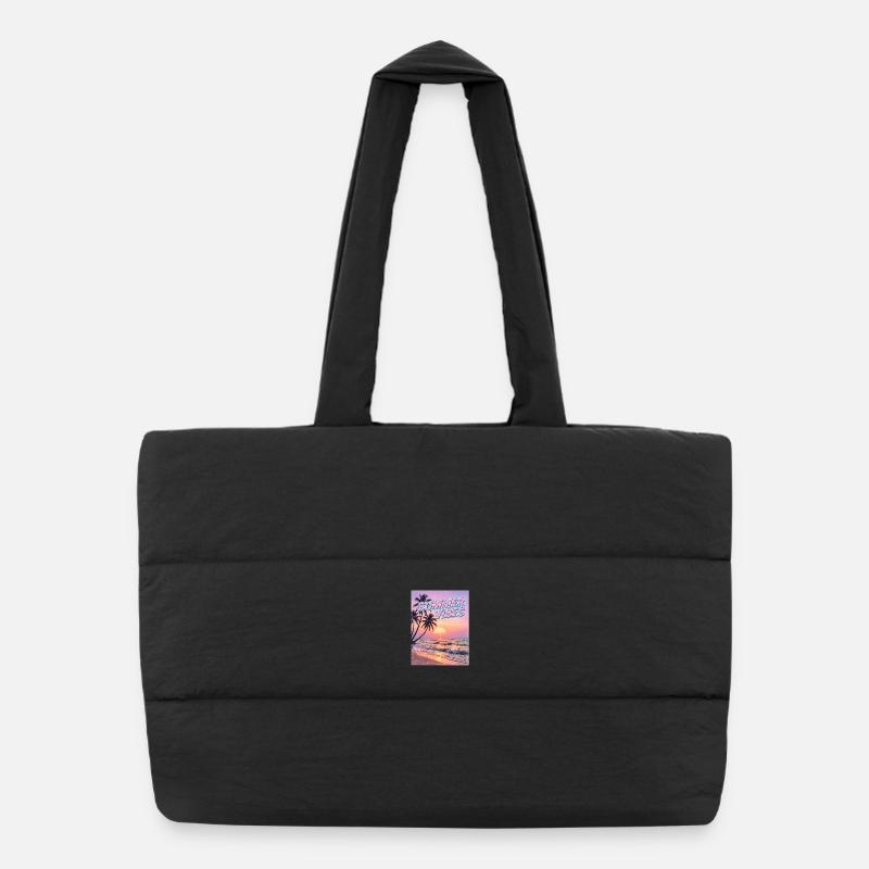 Summer Vibes Retro Sunset Beach - Sac shopping matelassé - noir