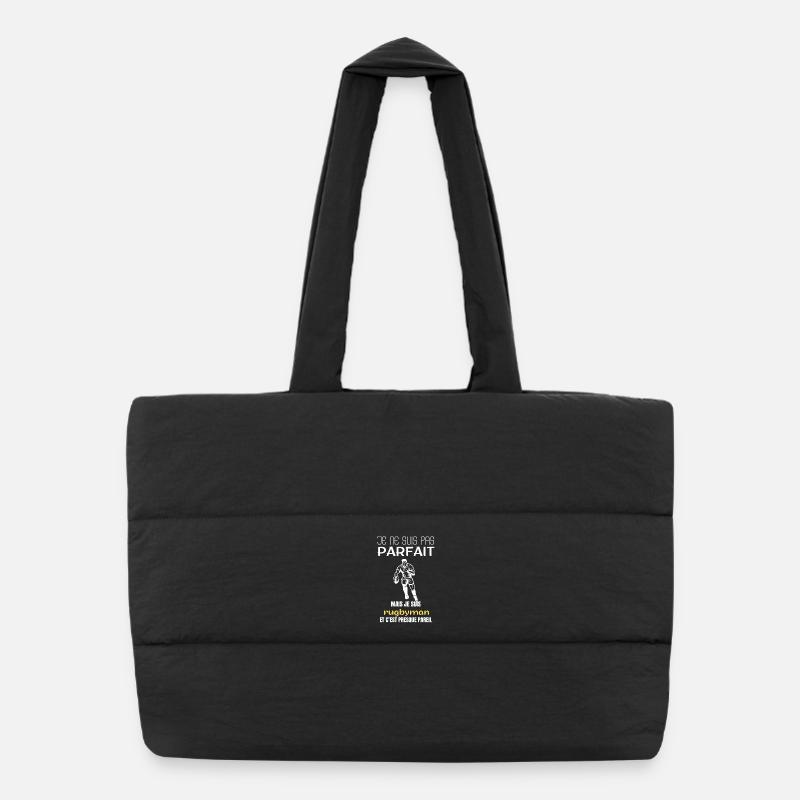 Rugby player I'm not perfect - Puffer Shopping Bag - black