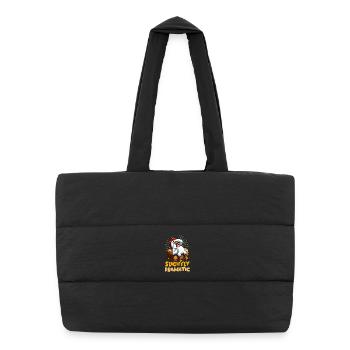 Slightly Dramatic – Chicken on Hay Bale - Puffer Shopping Bag - black - Front