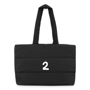 Bougie d’anniversaire numéro deux graphique - Sac shopping matelassé - noir - Devant