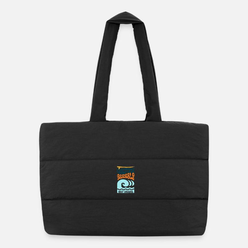 Catch Barrels statt Drama Surf Art - Puffer-Einkaufstasche - Schwarz