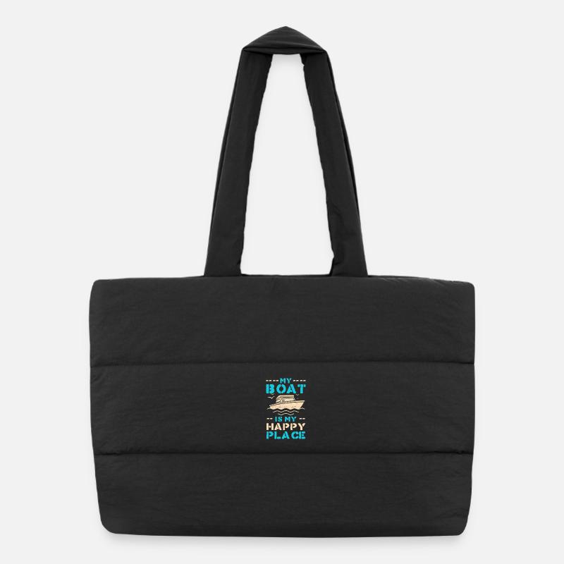 Le bateau comme lieu heureux – motif maritime Sac shopping matelassé