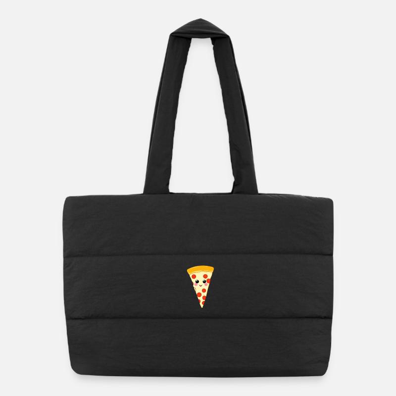 Kawaii Pizza Slice Illustration Puffer Shopping Bag