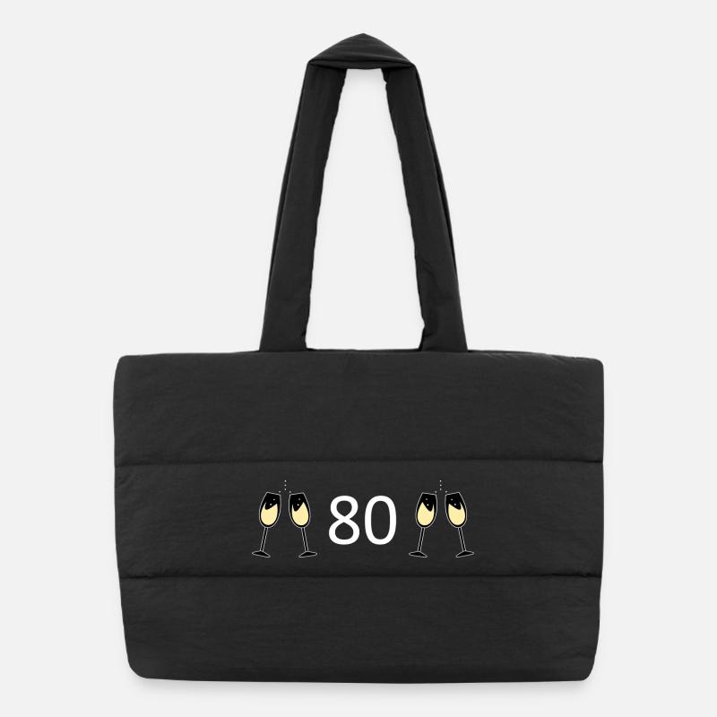80.Geburtstag 80 Jahre Jubiläum 80 Zahl 80 weiß Puffer-Einkaufstasche