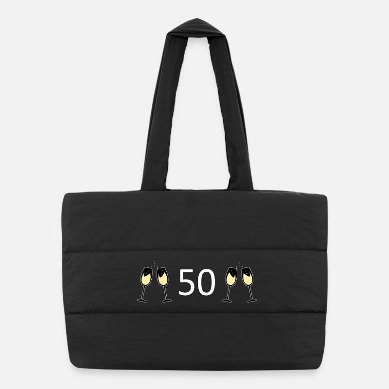 50e anniversaire 50 ans 50 Numéro 50 Blanc Sac shopping matelassé