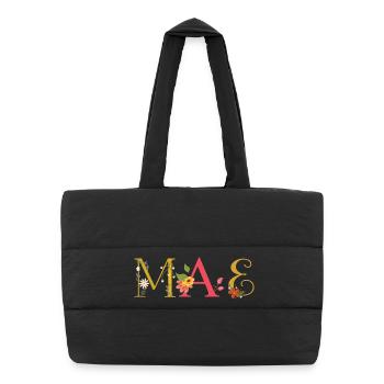 MAE Name Decorated with Flowers - Puffer Shopping Bag - black - Front