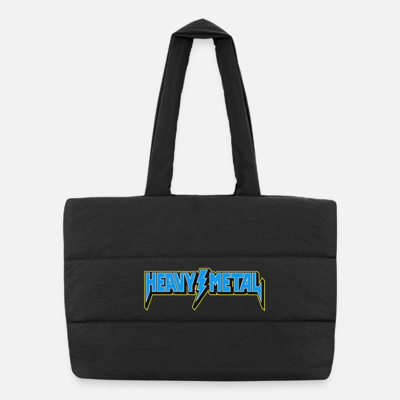 Blue Heavy Metal Logo Puffer Shopping Bag