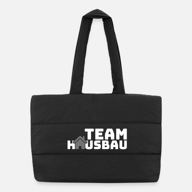 Team Hausbau Logo Motiv Puffer-Einkaufstasche