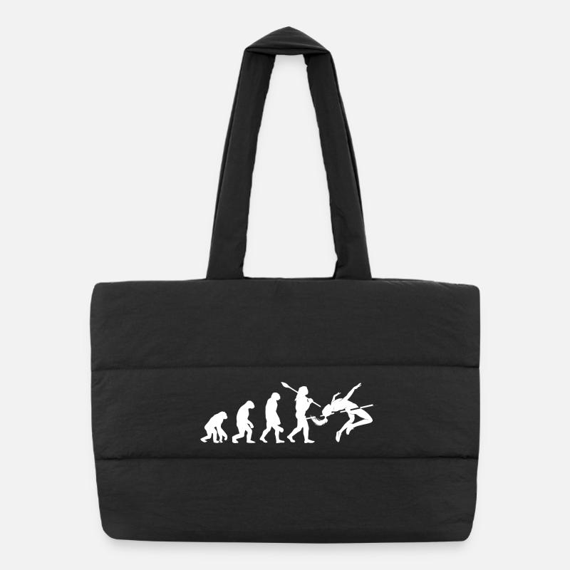 High Jumping Evolution Athlete Silhouette Art Puffer Shopping Bag