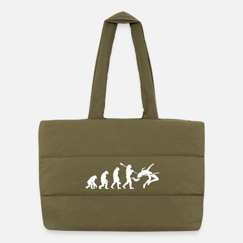 Hochsprung-Evolution-Athleten-Silhouetten-Kunst Puffer-Einkaufstasche