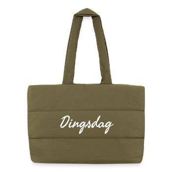 Dienstag plattdeutscher Wochentag Dingsdag - Puffer-Einkaufstasche - safari Green - Vorne
