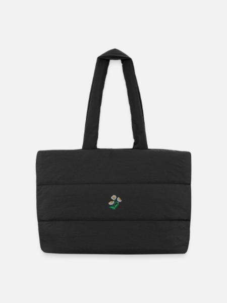 Gänseblümchen - Gesteppte Shopping Bag - Schwarz