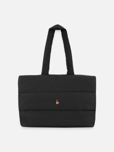 Ketchup und Senf bestickt - Gesteppte Shopping Bag - Schwarz