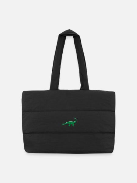 Dino brodé - Sac shopping matelassé - noir