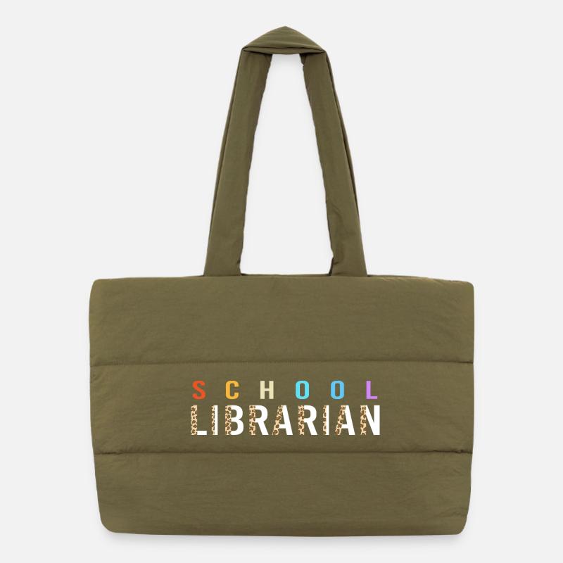 Leseratte Bibliothek Lesen - Puffer-Einkaufstasche - safari Green