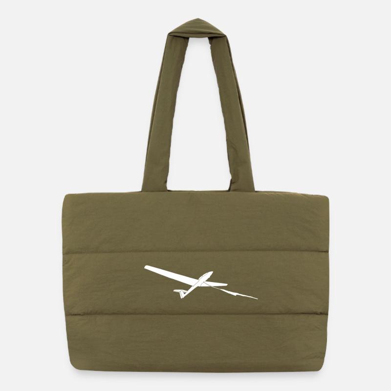 Segelflugzeug Windenstart Segelfliegen Pilot Logo - Puffer-Einkaufstasche - safari Green