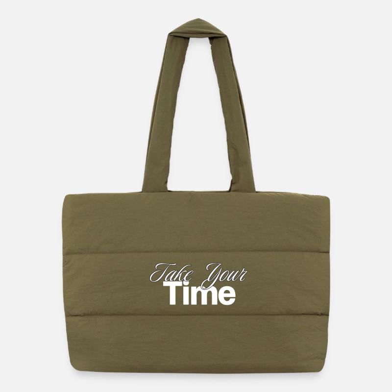 Take Your Time Design - Puffer Shopping Bag - safari green