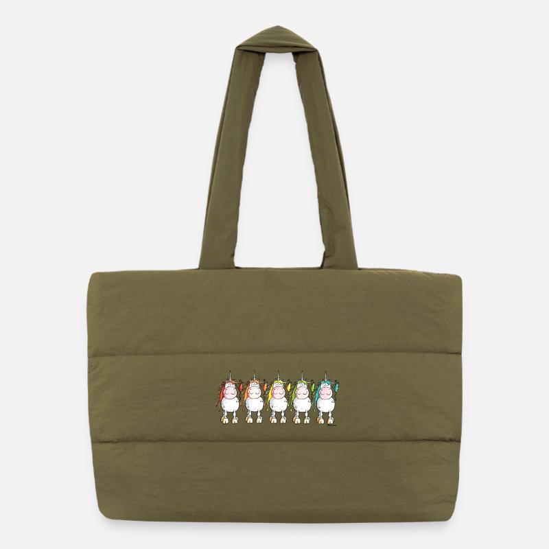 Funny Unicorns - Puffer-Einkaufstasche - safari Green
