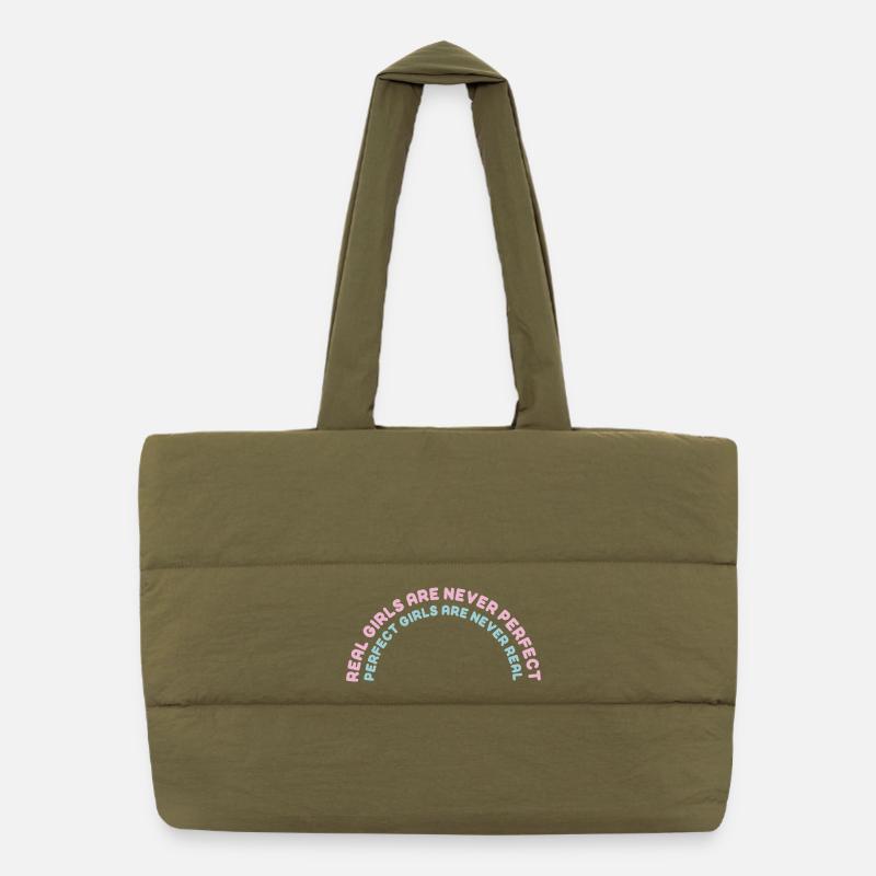 Les filles parfaites ne sont jamais réelles ! Sac shopping matelassé