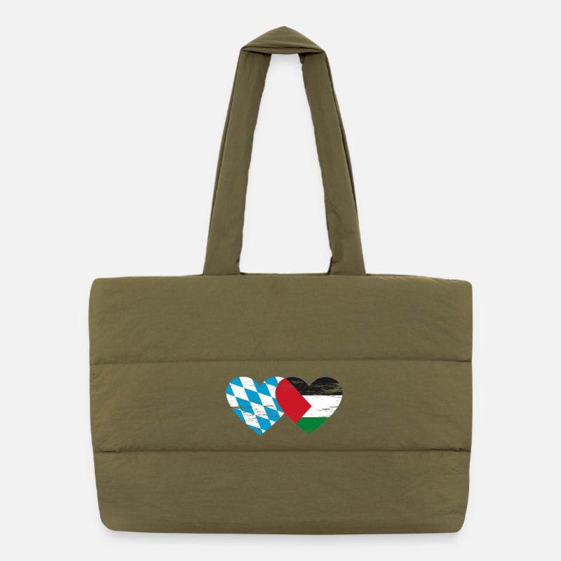 Bavière, Palestine, Drapeau, Coeur Sac shopping matelassé