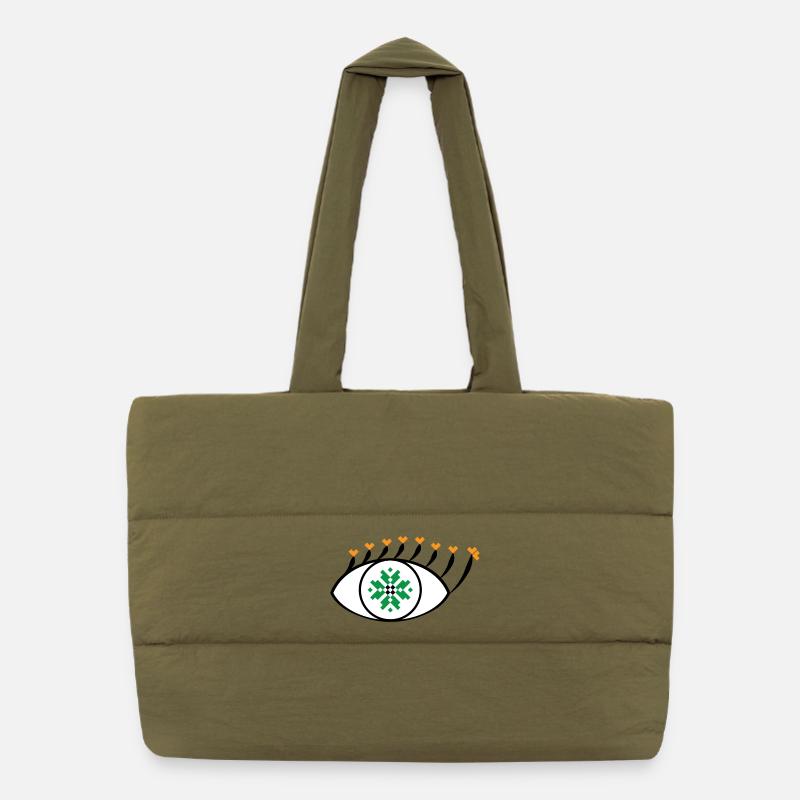 Eye - Traditional Romanian folk art pattern Puffer Shopping Bag