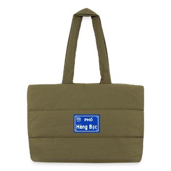 La Route d’Argent à Hanoï, Vietnam - Sac shopping matelassé - safari green - Devant