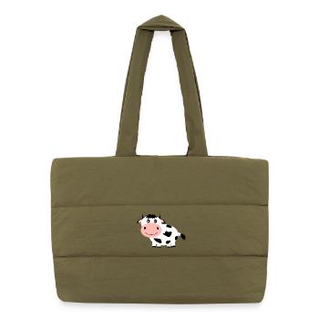 Kuh Bauern Landwirt Landwirtschaft - Gesteppte Shopping Bag - safari Green - Vorne