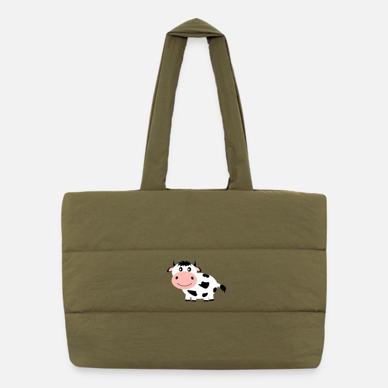 Bande dessinée vache en noir et blanc Sac shopping matelassé