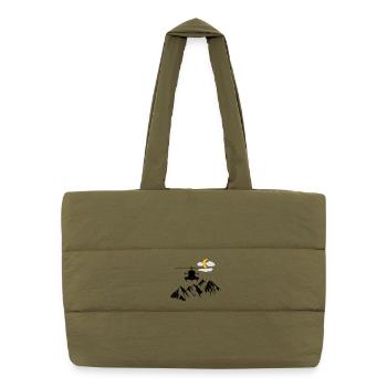 Heli, mountains, moon, clouds - Puffer Shopping Bag - safari green - Front