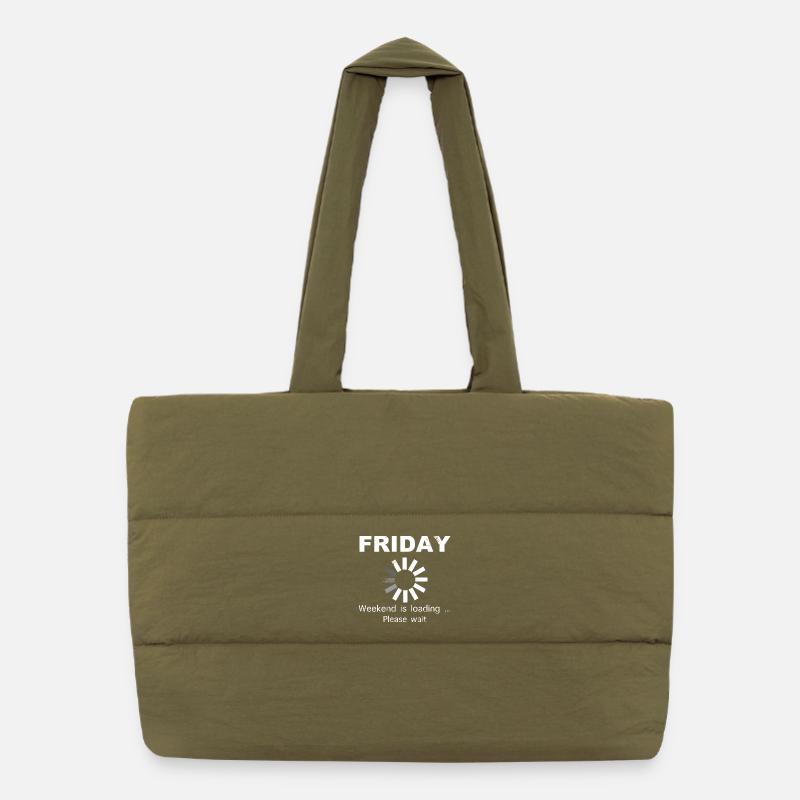 Friday Weekend Loading Spruch Puffer-Einkaufstasche