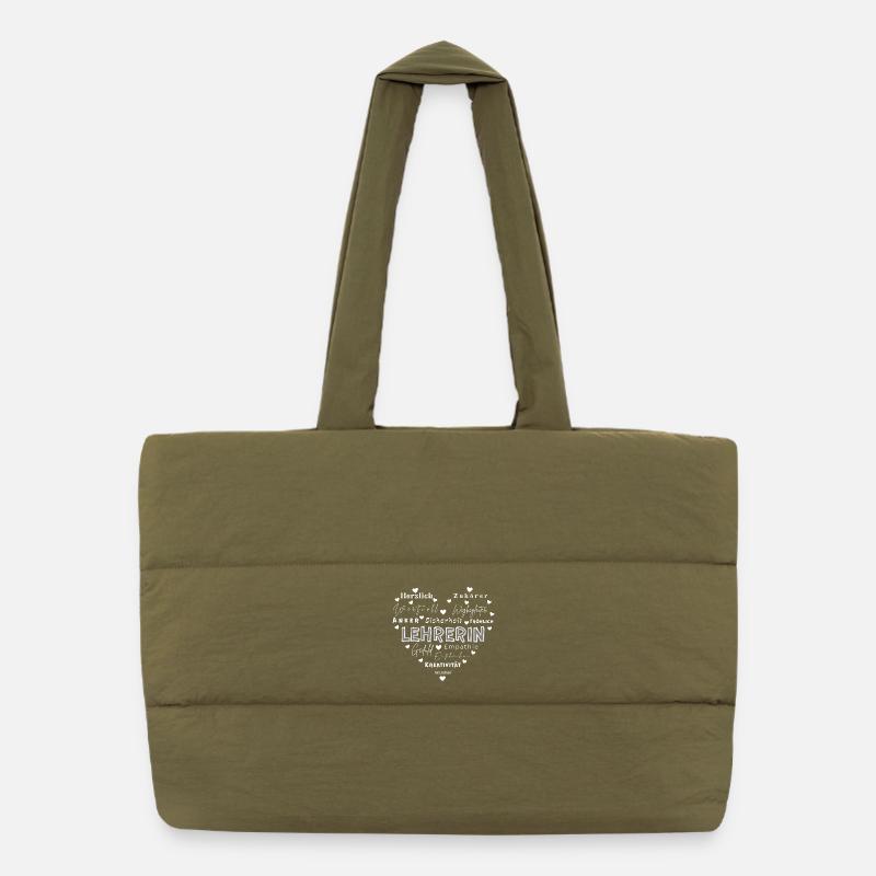 Lehrerin Herz Wortzauber - Puffer-Einkaufstasche - safari Green