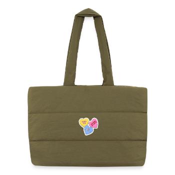 Pastellherzen Liebesbotschaft Trio - Puffer-Einkaufstasche - safari Green - Vorne