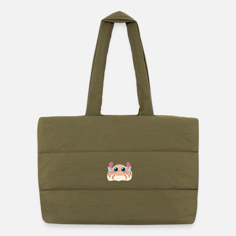 Bébé crabe joyeux sur la plage Sac shopping matelassé