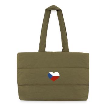 Tschechische Herzflagge - Puffer-Einkaufstasche - safari Green - Vorne