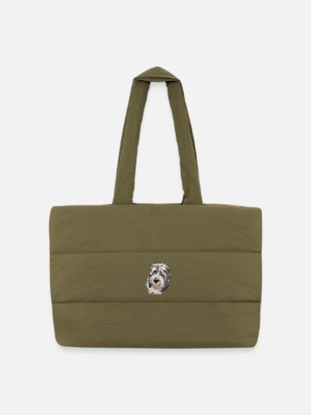 Bearded Collie - Gesteppte Shopping Bag - safari Green