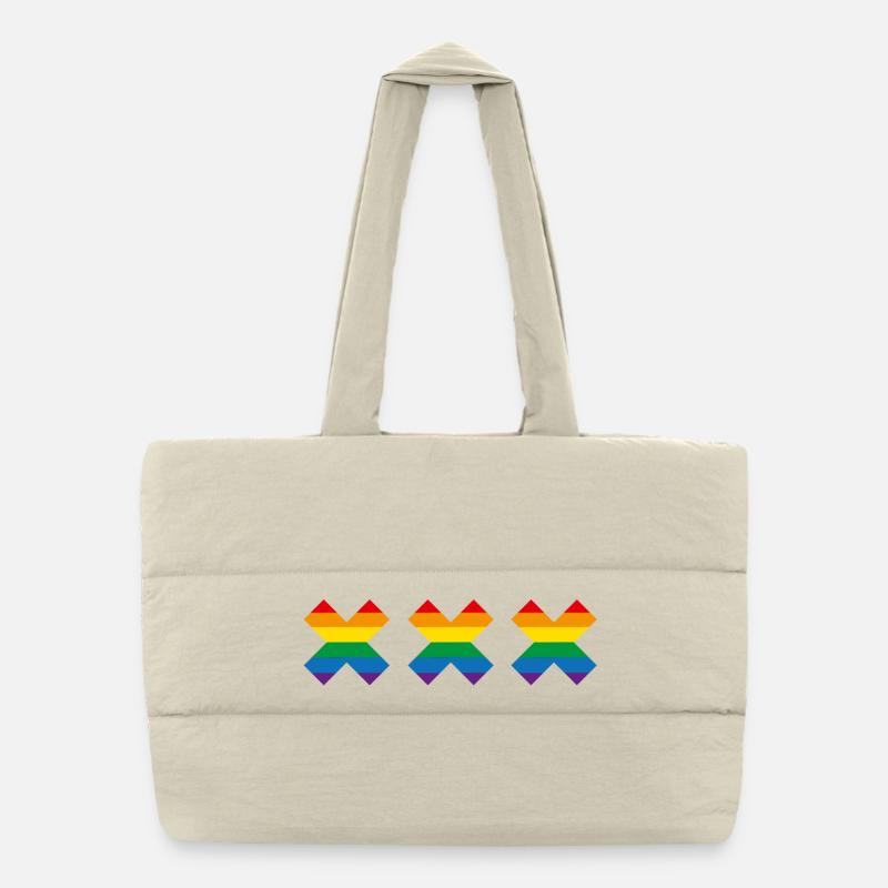 Amsterdam Pride Flag Canal parade Andrew's cross Puffer Shopping Bag