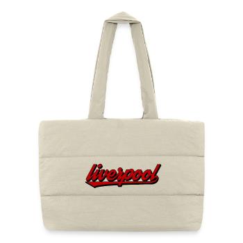 Lettrage rétro de football rouge - Sac shopping matelassé - blanc naturel - Devant