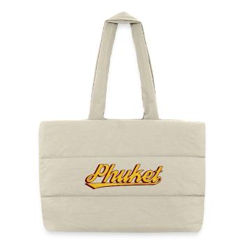 Phuket Retro Schriftzug - Puffer-Einkaufstasche - Naturweiß - Vorne