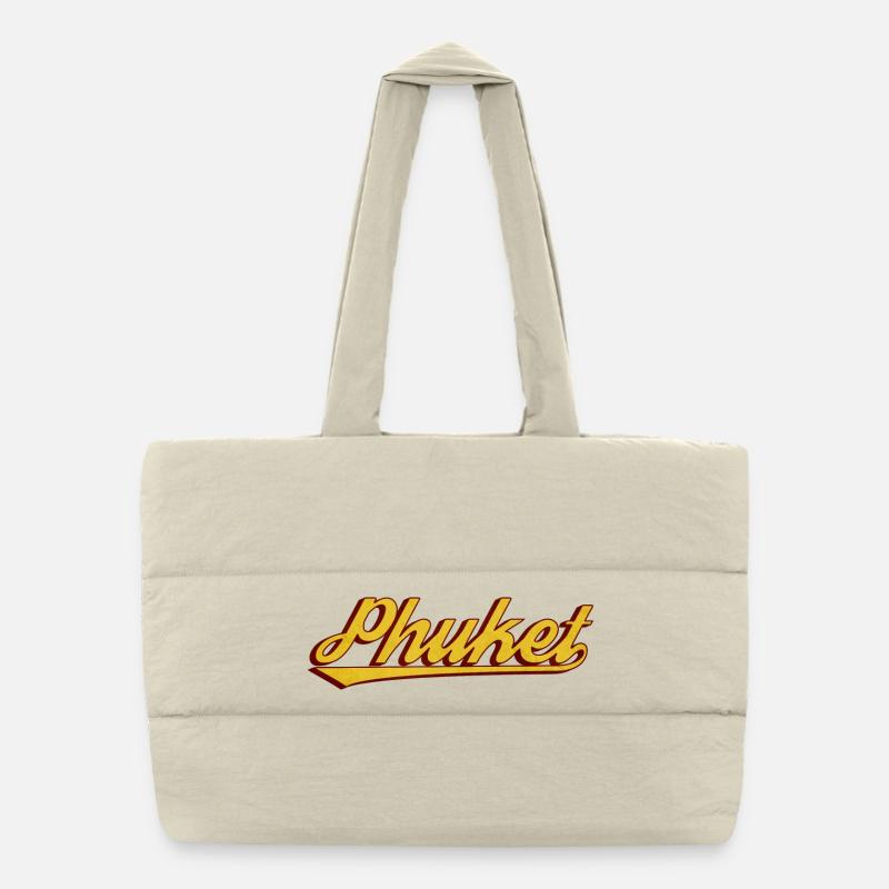 Phuket Retro Lettering Puffer Shopping Bag