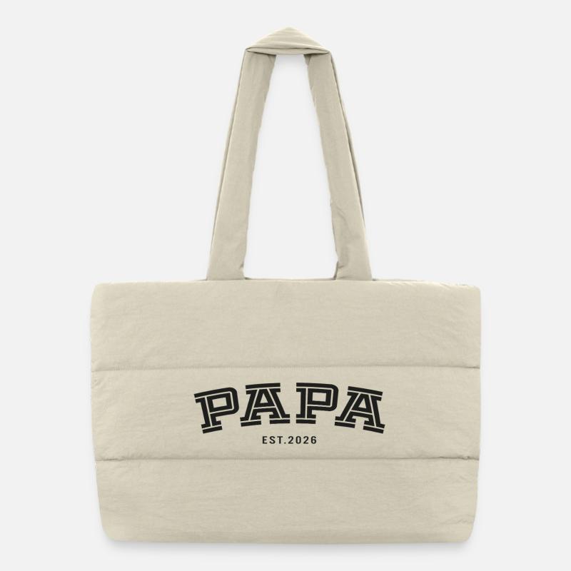 Papa Est. 2026 - Puffer-Einkaufstasche - Naturweiß