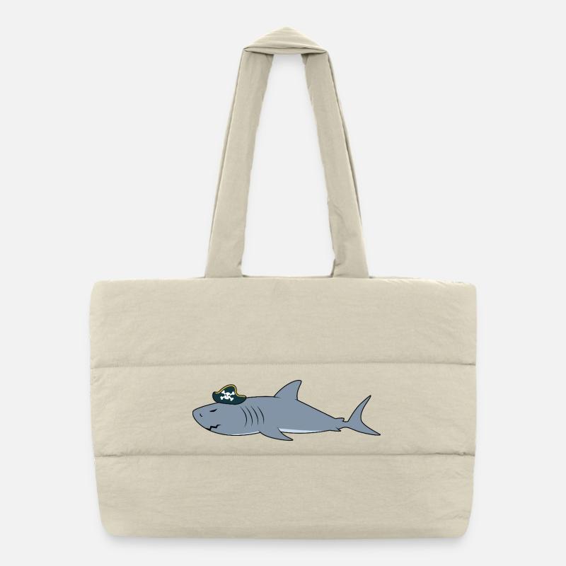 Requin pirate Crâne croisé drôle, cadeau océan Sac shopping matelassé