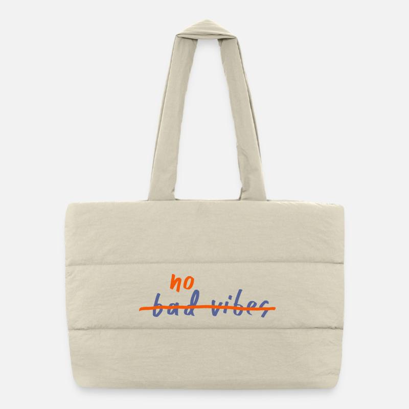No Bad Vibes Positive Mindset Puffer Shopping Bag